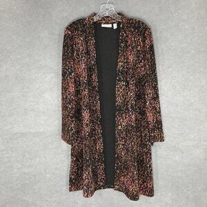 Susa Graver Cardigan Women M Petite Multicolor Pockets Texture Open Front Duster